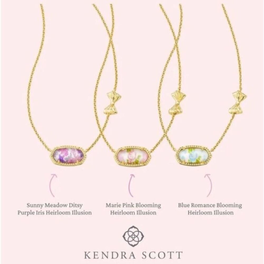 *NWOT KENDRA SCOTT x LOVE SHACK FANCY The Elisa Marie Pink Blooming Bow Necklace - Picture 5 of 5